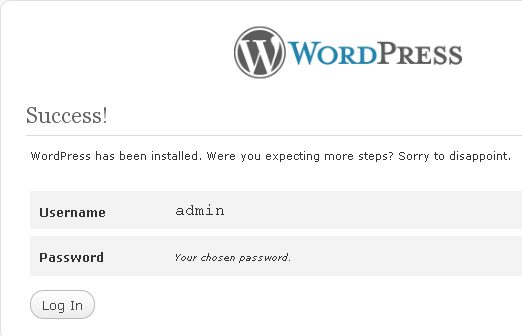 Effettua il login di WordPress dopo l'installazione