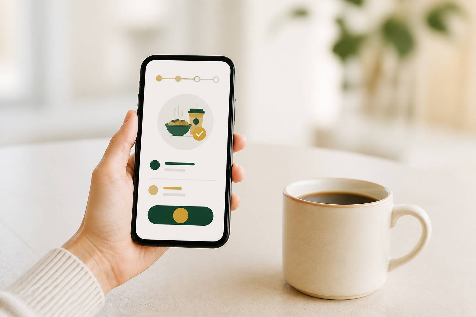 Main tenant un smartphone avec une interface d'annulation de commande
