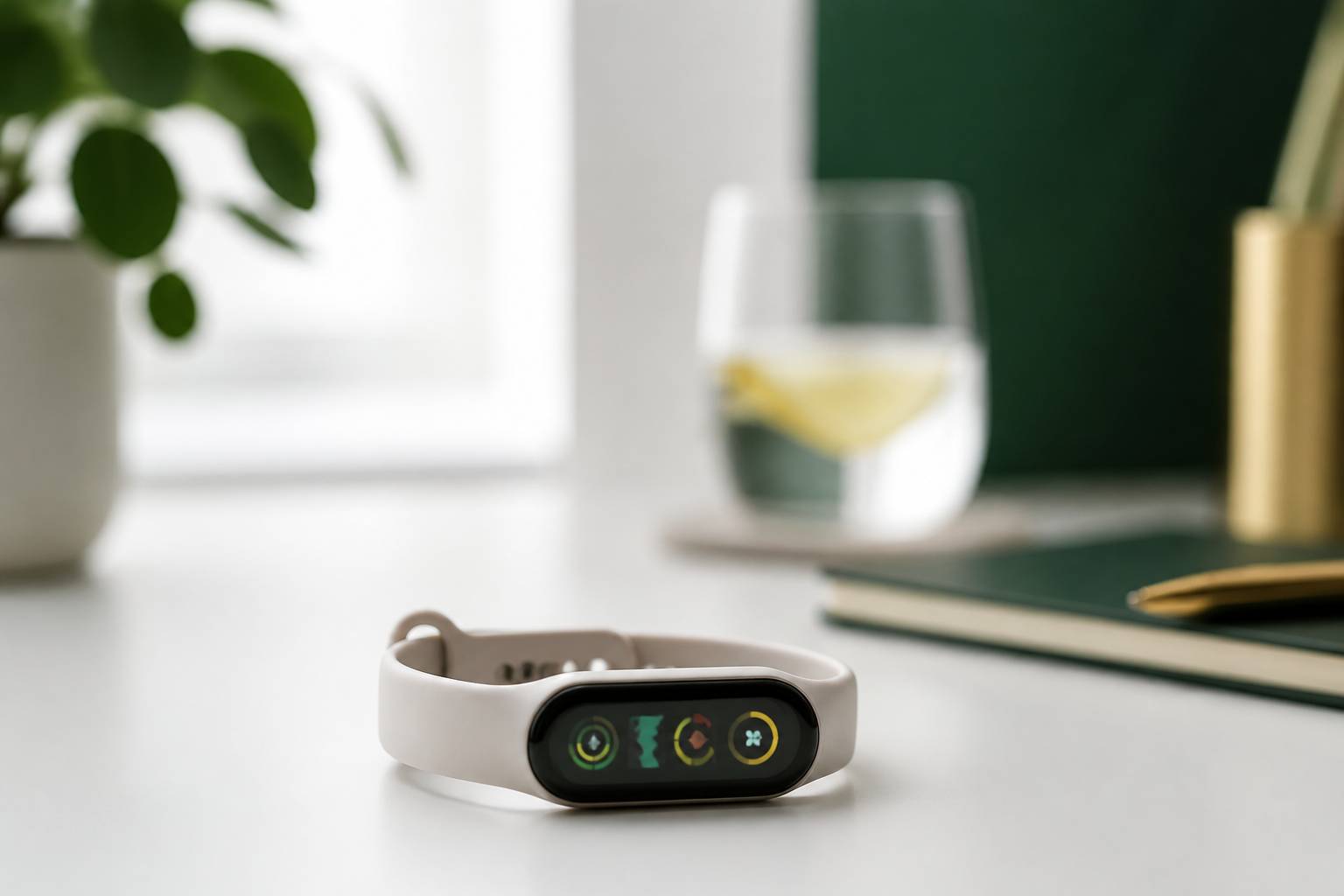 Écran de bracelet de fitness allumé sans texte lisible