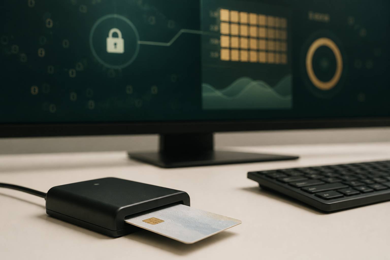 Carte d'identité électronique insérée dans un lecteur à puce